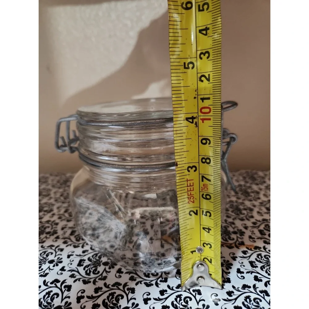 Set of 2 Clear Glass Hermetic Storage Jars with Wire Bail Flip Top‎ Lids